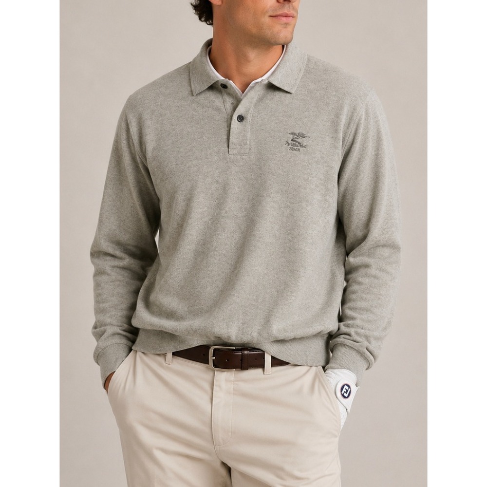 Carnoustie XL Gray Cypress Point Golf Club Embroidered Long Sleeve Polo Pullover